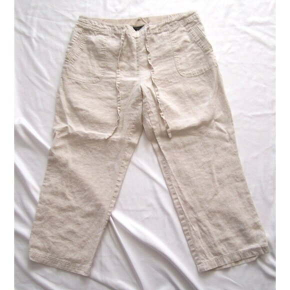 Women's Charter Club Classic Fit 100% Linen Waist Tie Pants Sz 16 (WP221) - Picture 1 of 7